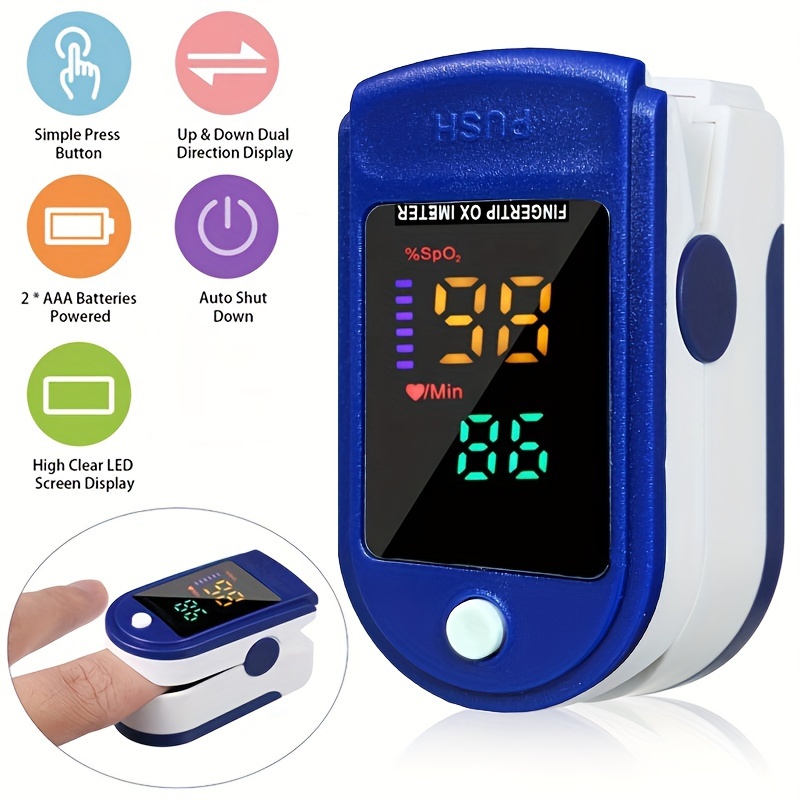 Oxymètre de pouls du bout des doigts Easy @ Home SpO2 Indicateur de  saturation en oxygène sanguin et moniteur de fréquence cardiaque, écran  OLED