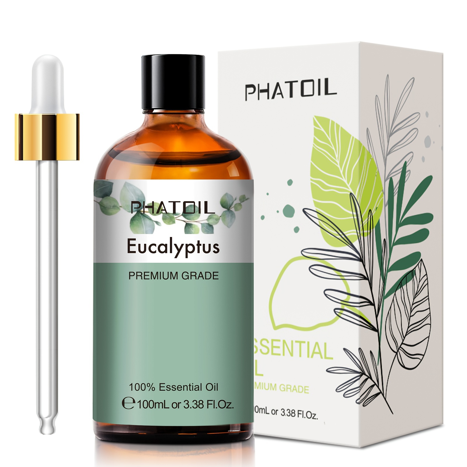 

1pc 100ml/3.38 Fl.oz Eucalyptus Essential Oils For Diffusers, Humidifiers, Soap Making