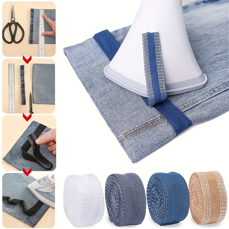 Generic (Black 2meter)1/2/5M Iron-on Pants Edge Shorten Self-Adhesive Pants  Mouth Paste Hem Tape Fabric Tape For DIY Suit Pants Jeans Sewing Fabric DON