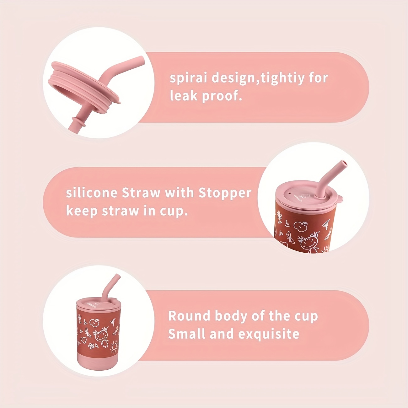 Children's Silicone Straw Cup, Creative Baby Learning Drinking Cup