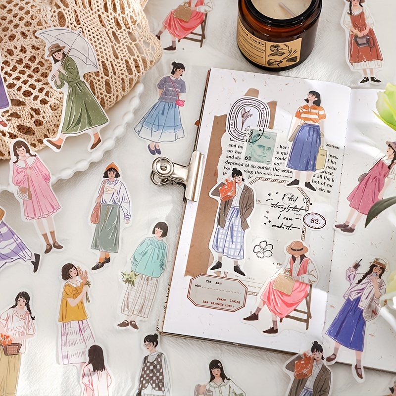 Vintage Washi Stickers For Journaling Retro Fashion Women - Temu