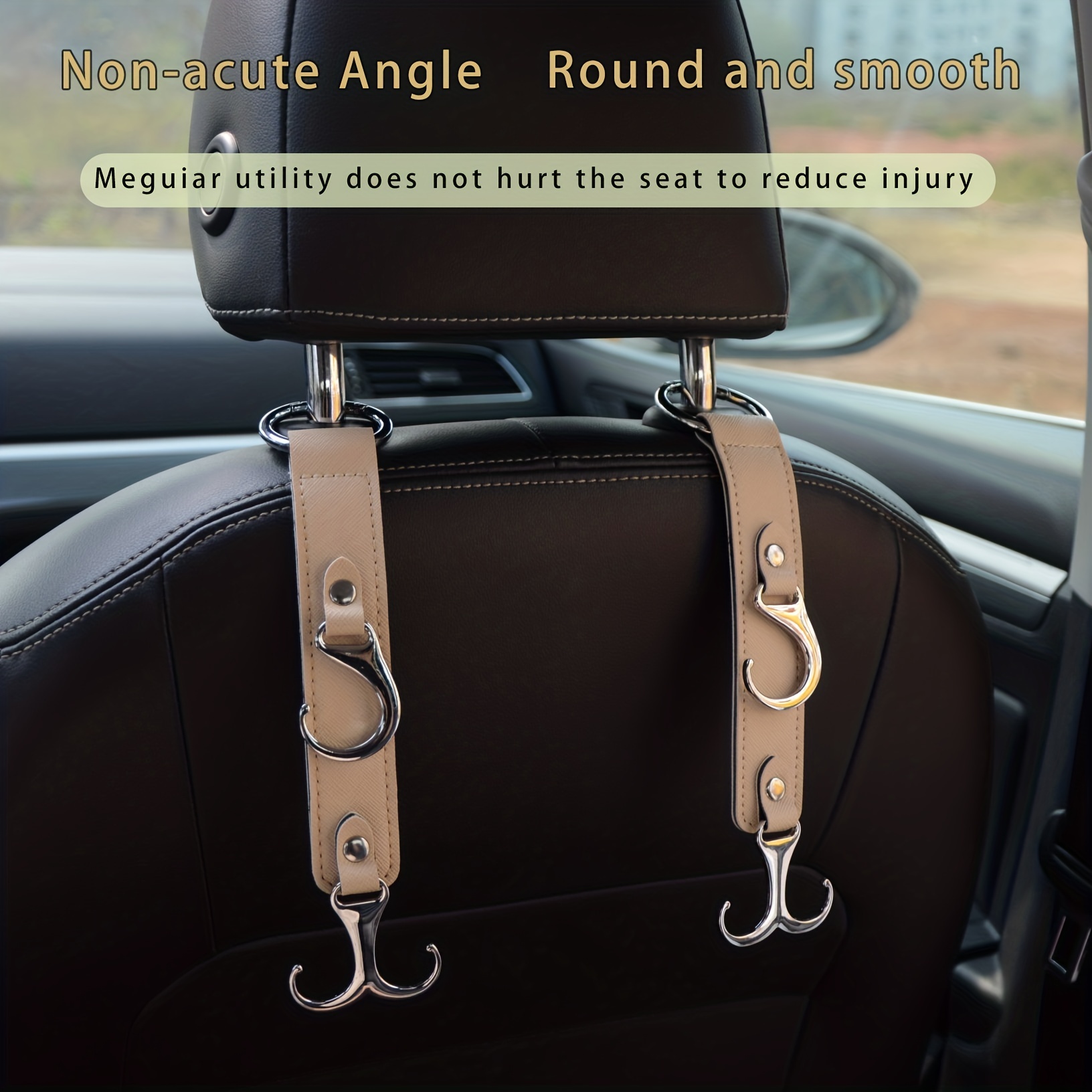 Pair Car Seat Back Headrest Organizer For Bag Coat Hanger Double