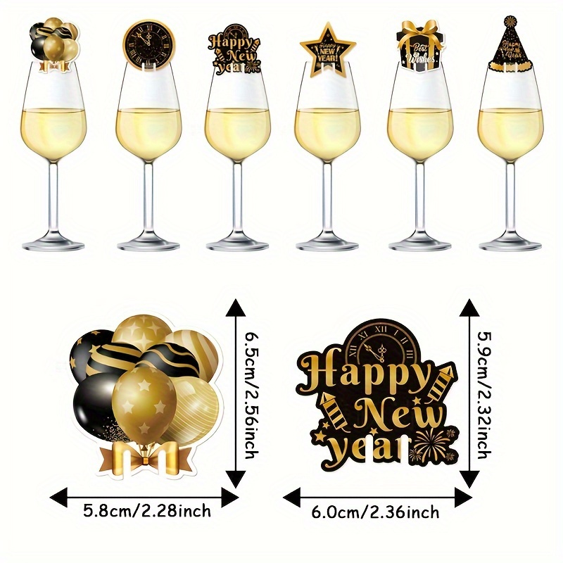 2024 Happy New Year Champagne & Glass Foil Balloons New Year's EVE Party  Decor