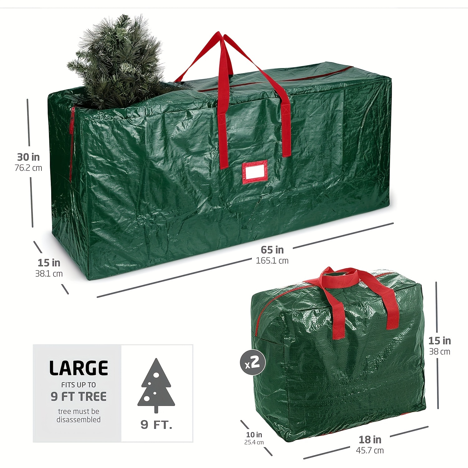 Jumbo Bolsa de almacenamiento y eliminación de árboles de Navidad para  árboles de hasta 9 pies, seis pulgadas, bolsa de plástico reciclable