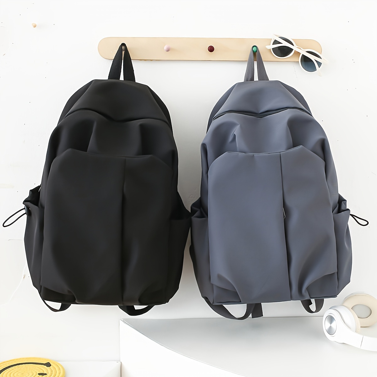 

New Backpack, Solid Color Large Capacity Commuter Casual Backpack, Multi Compartment Simple Versatile Student Backpack