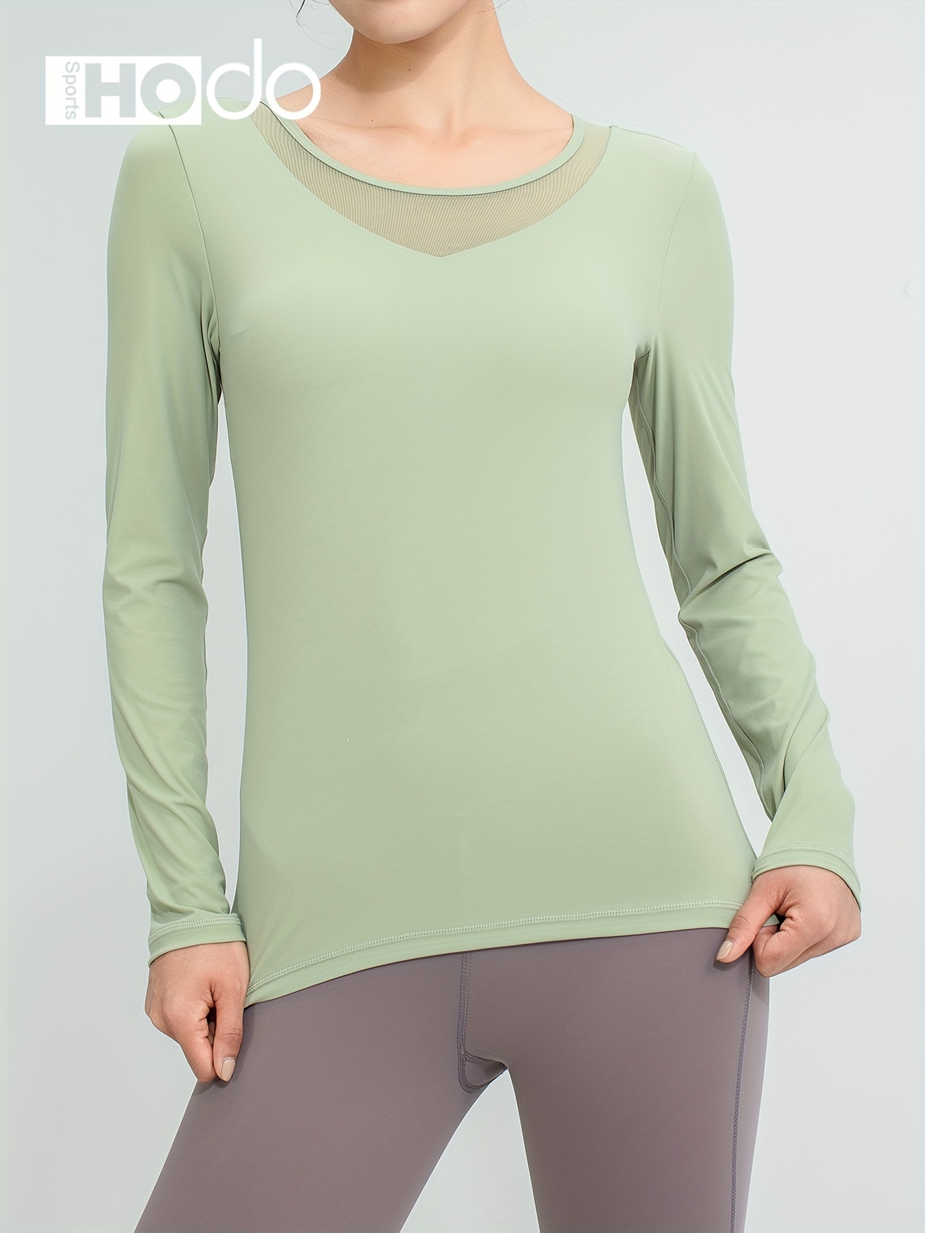 Contrast Mesh Breathable Long Sleeve Sports T shirt Women's - Temu