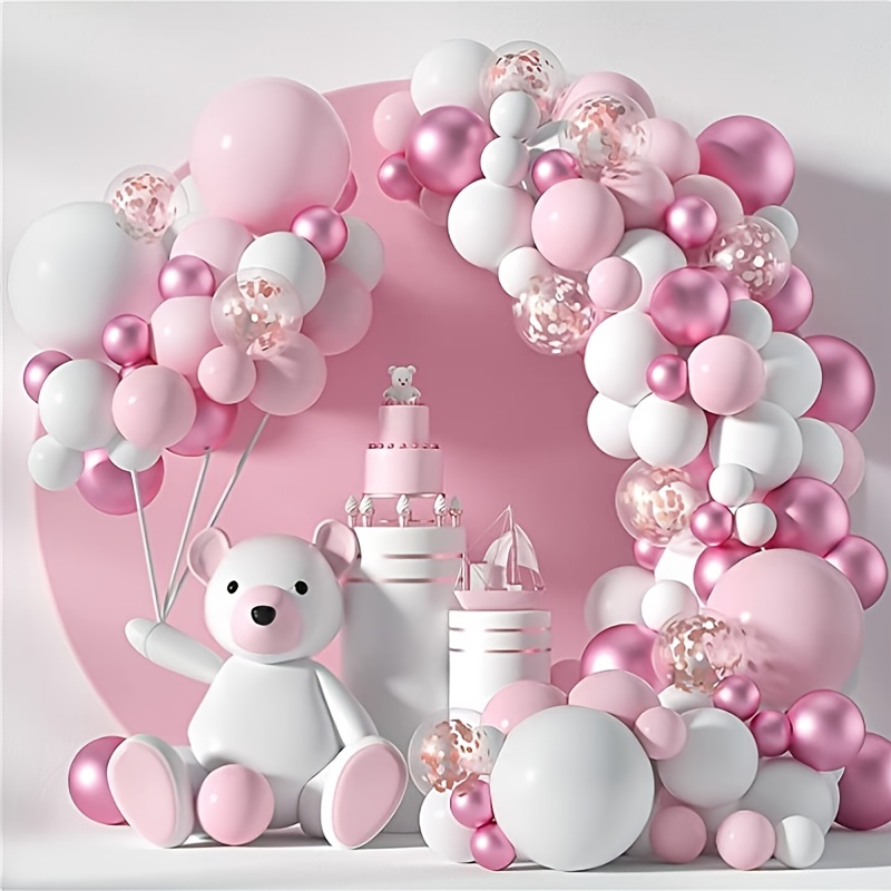 Decoración de cumpleaños para niña de 1 año, decoraciones de fiesta de  cumpleaños para niños y niñas, conjunto de arco de guirnalda de globos  Pastel de Macaron para Baby Shower - AliExpress