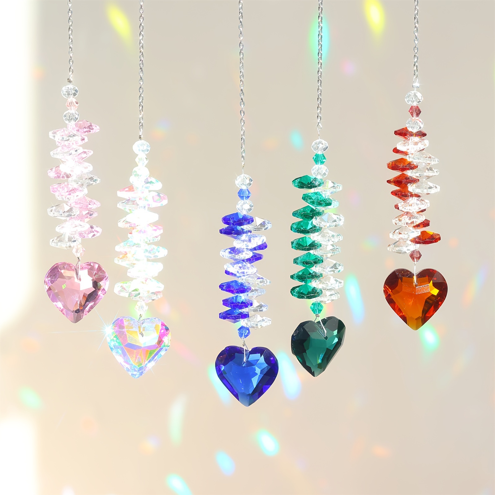 

1pcs Colored Glass Heart Crystal Ball Prism Pendant, Window Sunshade, Indoor And Outdoor Garden Hanging Decoration, Gift For Women, Mothers, And Valentine's Day Gift