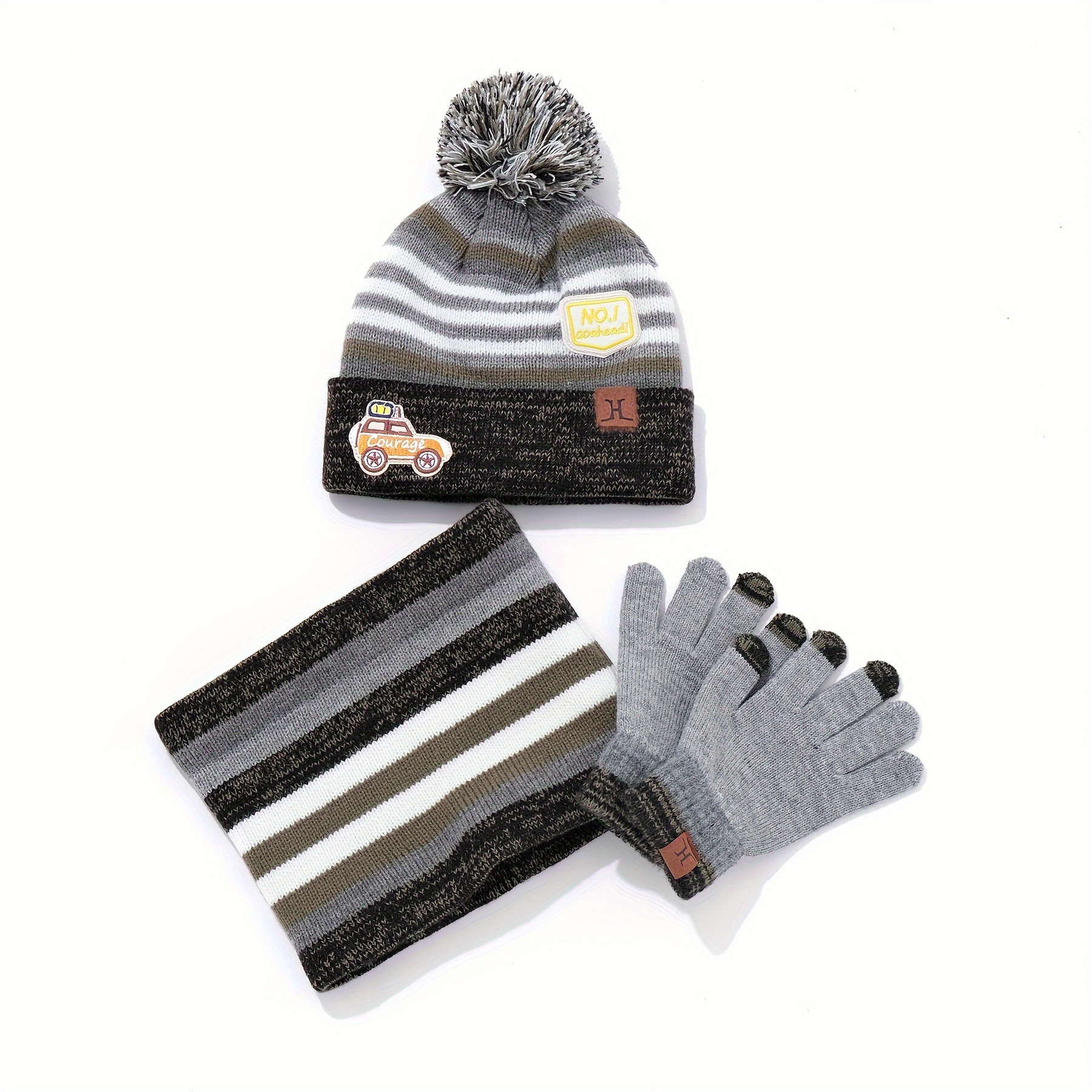 ZHIYU Ensemble bonnet d'hiver écharpe gants en polaire chaud
