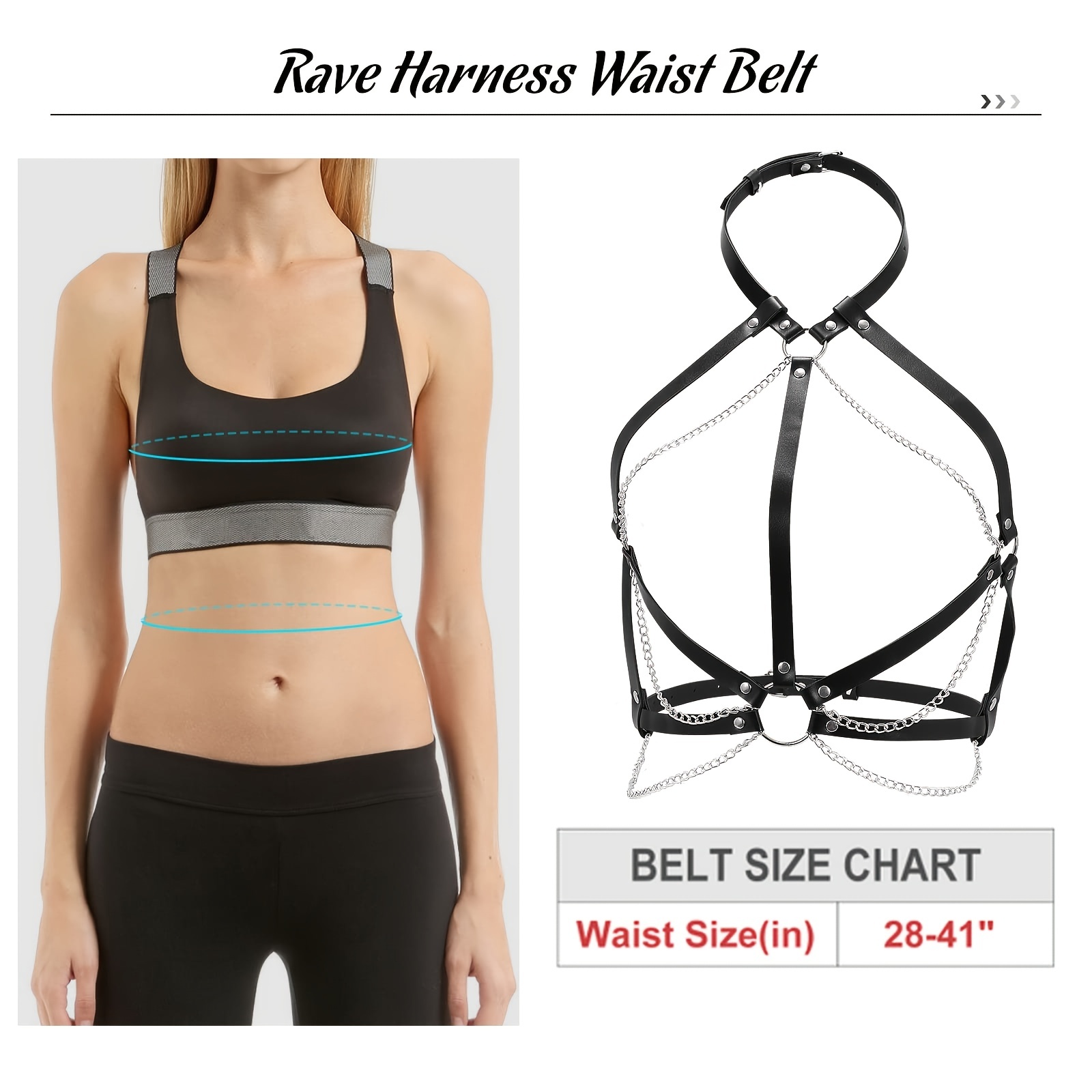 Women Punk Harness Belt Body Chest Waist Belts Adjustable - Temu