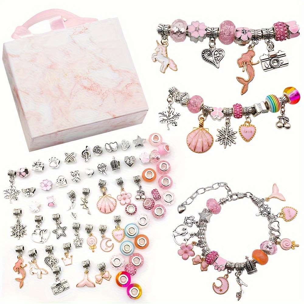 DIY Crystal Bracelet Set, Charm Bracelet Making Kit, Teen Girl Gifts  Jewelry Making Kit, Unicorn/Mermaid Girl Toys Art Supplies Crafts for  Birthday, Halloween,Christmas,Festival(Colour) 