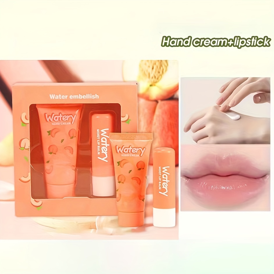 

Moisturizing Care Set With Peach Hand Cream&lip Balm, Deeply Moisturizing Dry Cracked Hands And Lips For Spring, Bridesmaid Gifts, Valentine's Gift