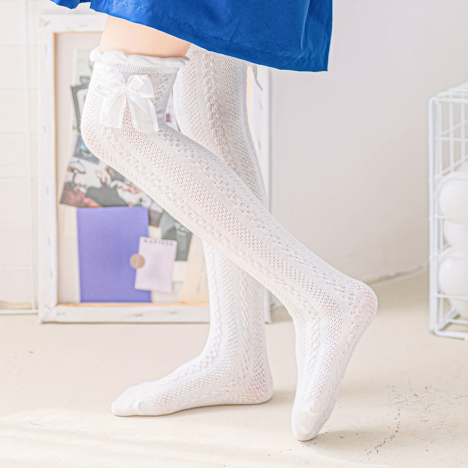 Solid Color Knee Socks Party Dance Socks Women's Stockings - Temu