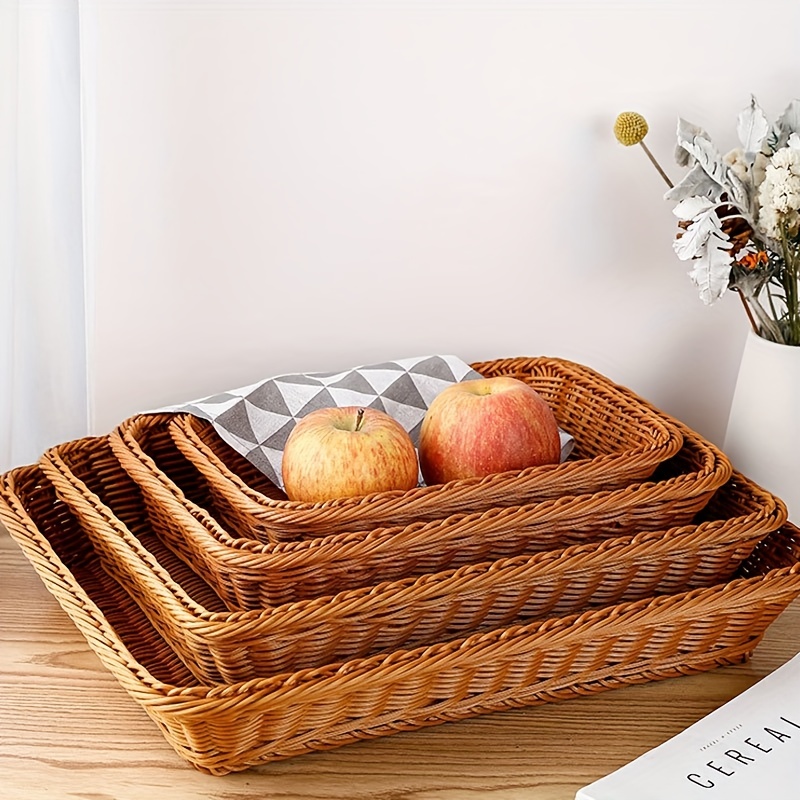 Rattan Rectangular Storage Basket for Fruit and Vegetables