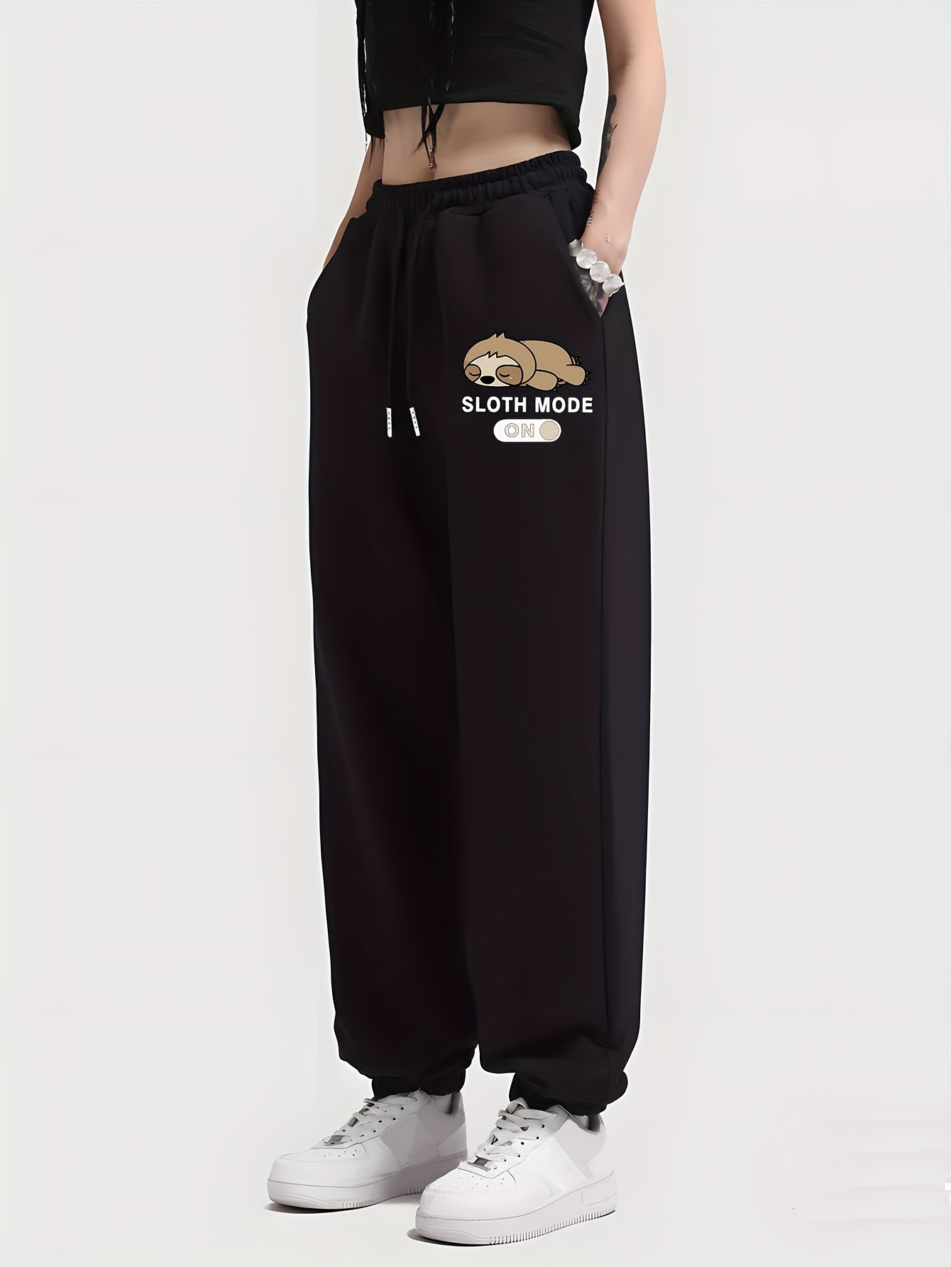 Snakeskin Print Casual Sporty Pants Loose Fit Non stretch - Temu