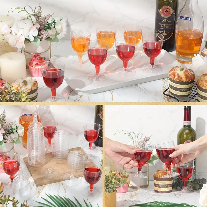 Clear Plastic Wine Glass Shatterproof Wine Goblet Disposable Reusable Cups  For Champagne, Dessert, Food Samples, Catering, Weddings Dessert Cups - Temu