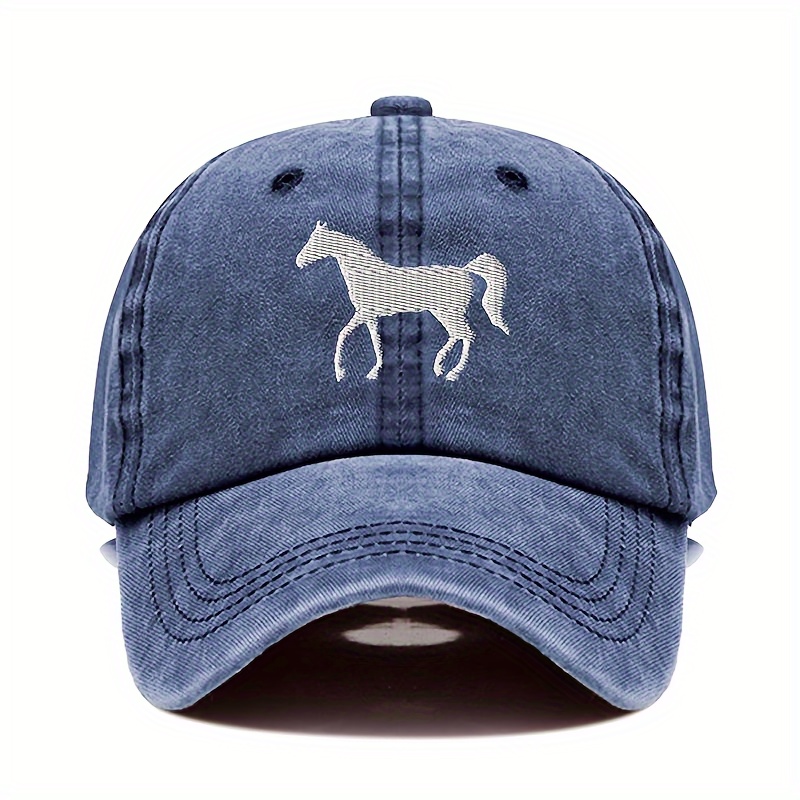 Vintage Baseball with Horse Embroidery, unisex Sun Protection Casual Dad Hat, Adjustable Trucker for Outdoor,Temu