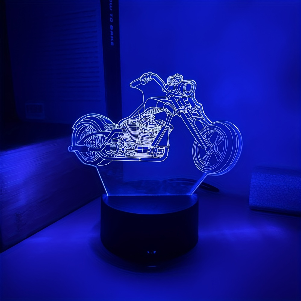 1 Lámpara Diseño Motocicleta Luz Nocturna Luz Led Ilusión 3d - Temu