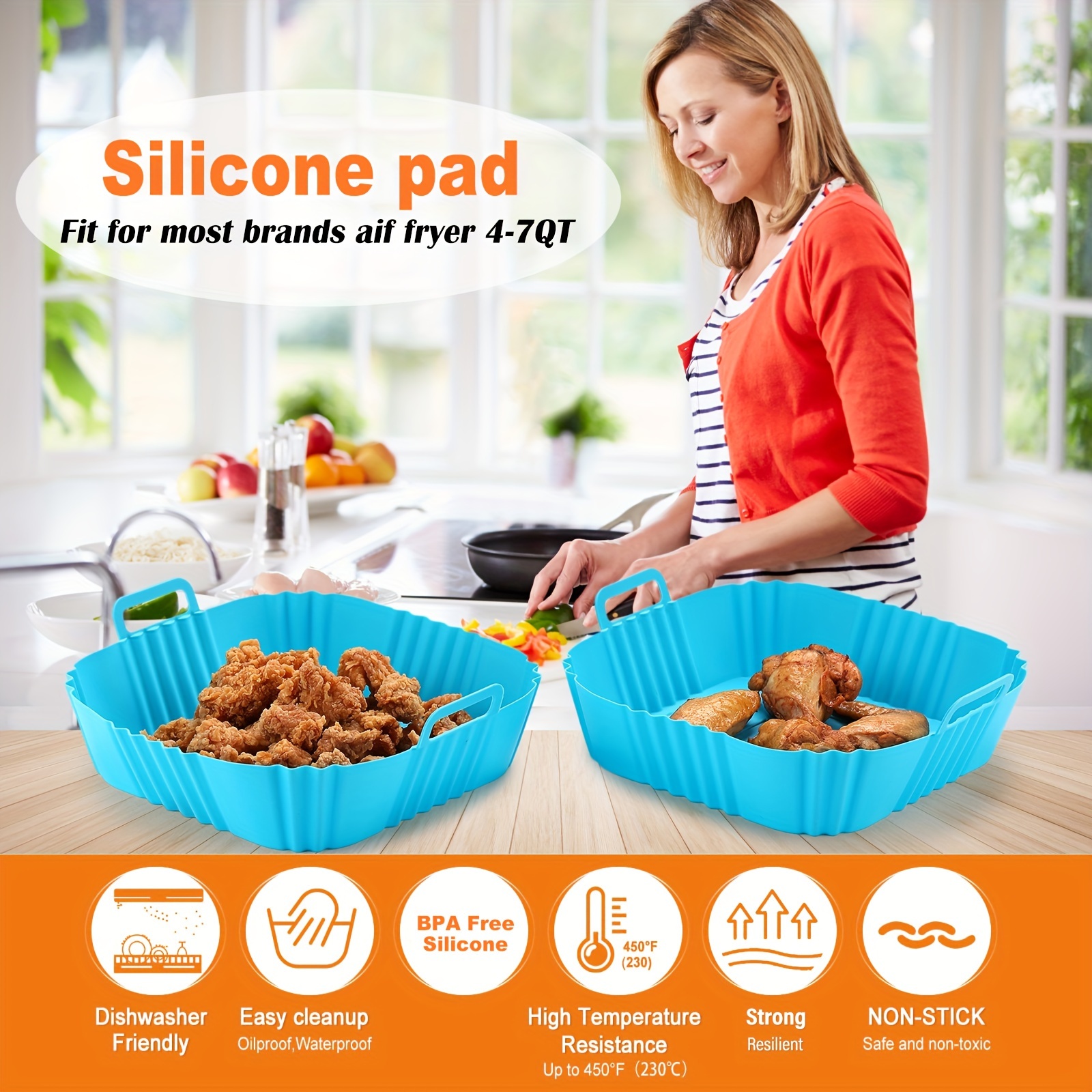 Round Silicone Air Fryer Liners For 4 7qt Silicone Air Fryer - Temu