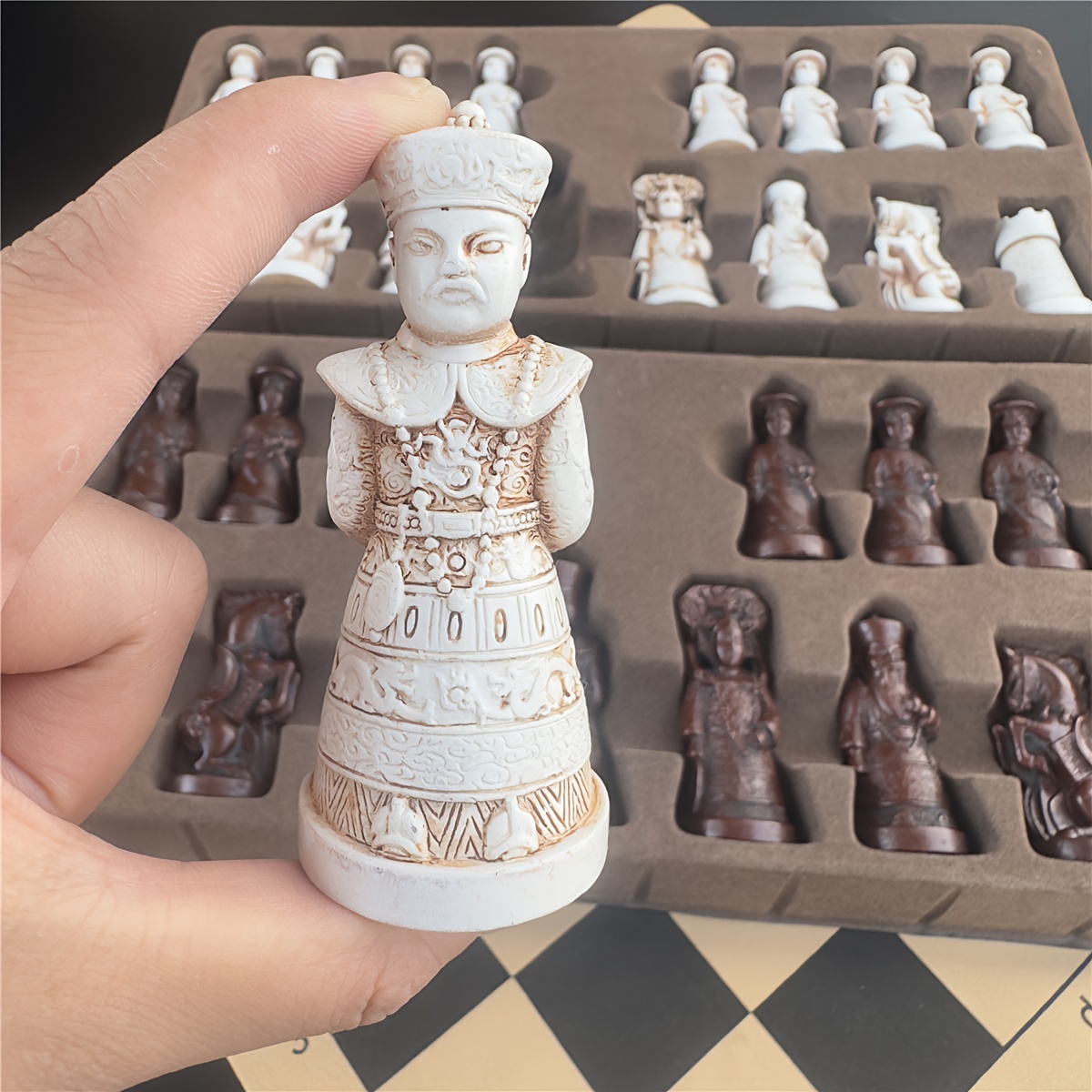 アンティークチェス ラージチェス駒 人工皮革チェス盤 樹脂チェス駒 キャラクターモデリングギフト エンターテイメントゲー - Temu Japan