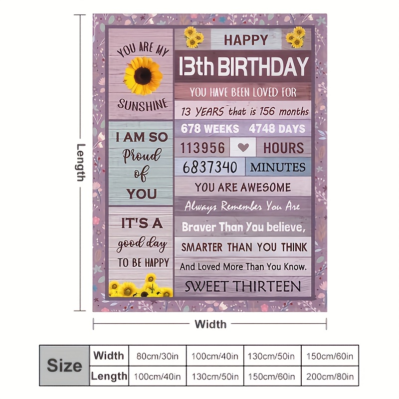 13th Birthday Gifts For Girls - Best Gifts For 13 Year Old Girls 50x40  Blanket - Gifts For 13 Year Old Girl - Teenage Girl Gifts For 13 Year Old