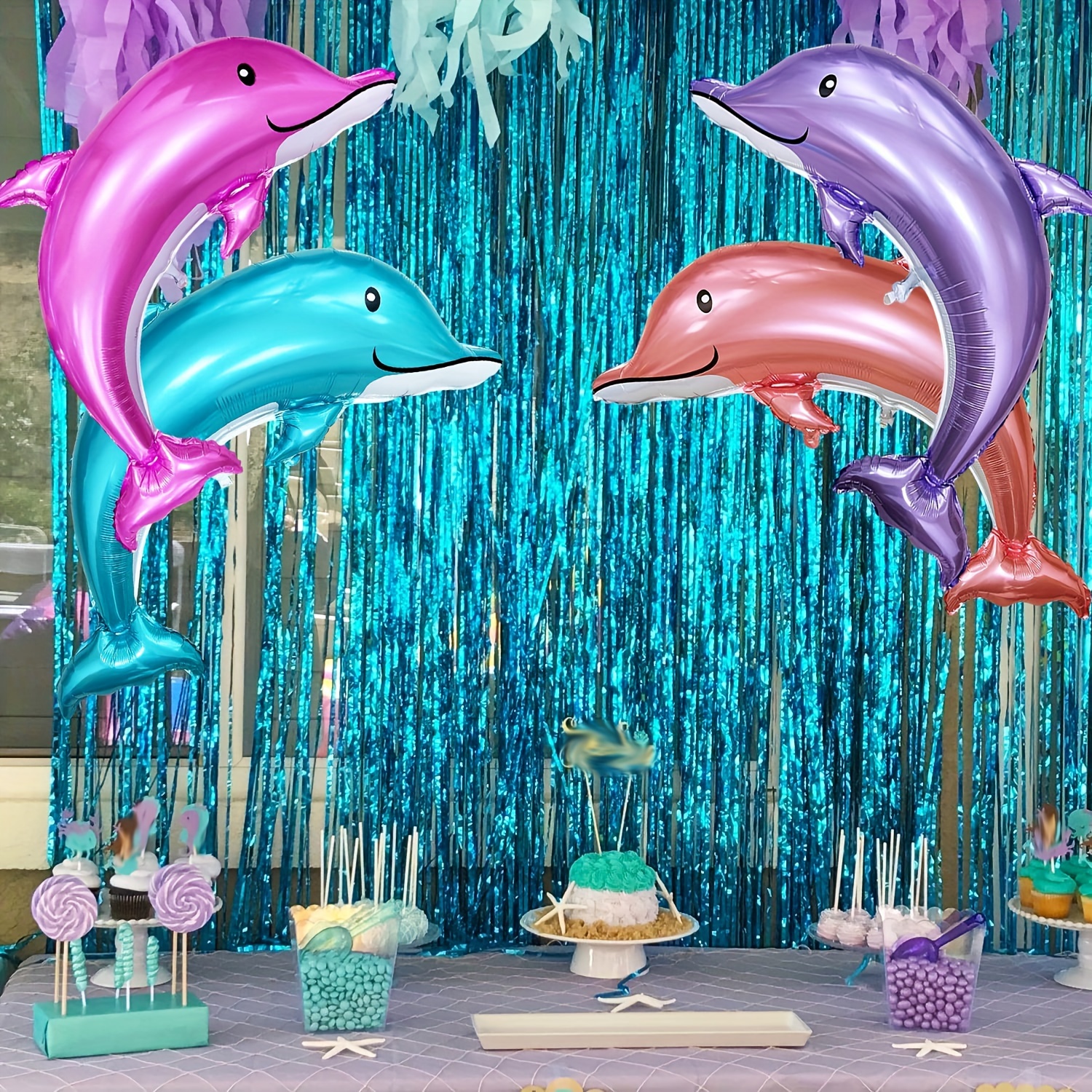 5pcs Large Fish Dolphin Foil Balloons Ocean Animals Balloons Fish Foil  Mylar Balloons Sea Animal Balloons for Birthday Mermaid Themed Party  Decoration