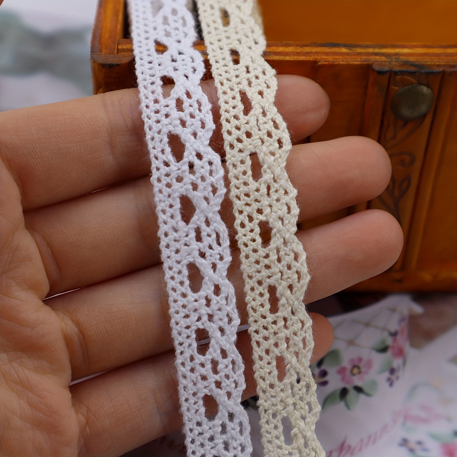20 Yards Lace Ribbon Cotton White Lace Trims Delicate Bridal Lace Trim  Scallop Edge For Sewing, Craft, Home Decoration