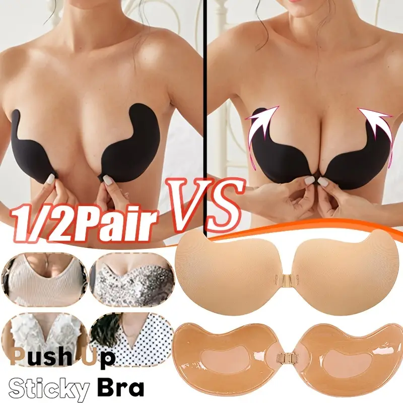 Adhesive Bra 2 Piece Strapless Backless Bra Reusable Nipple Covers