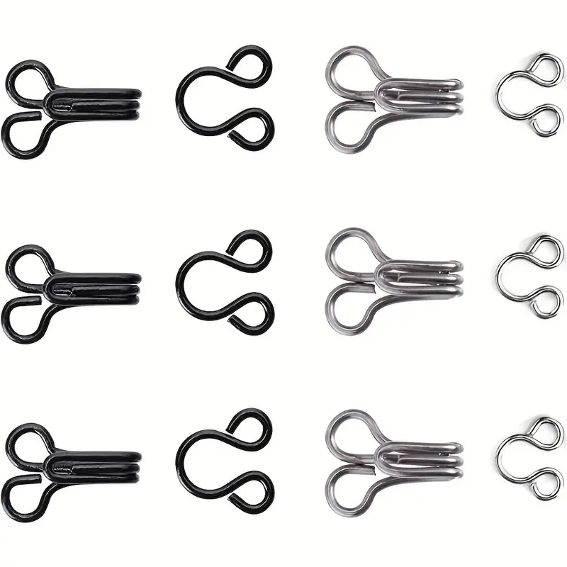 50 Set Sewing Hooks And Eyes Closure For Bra And Clothing 3 Sizes