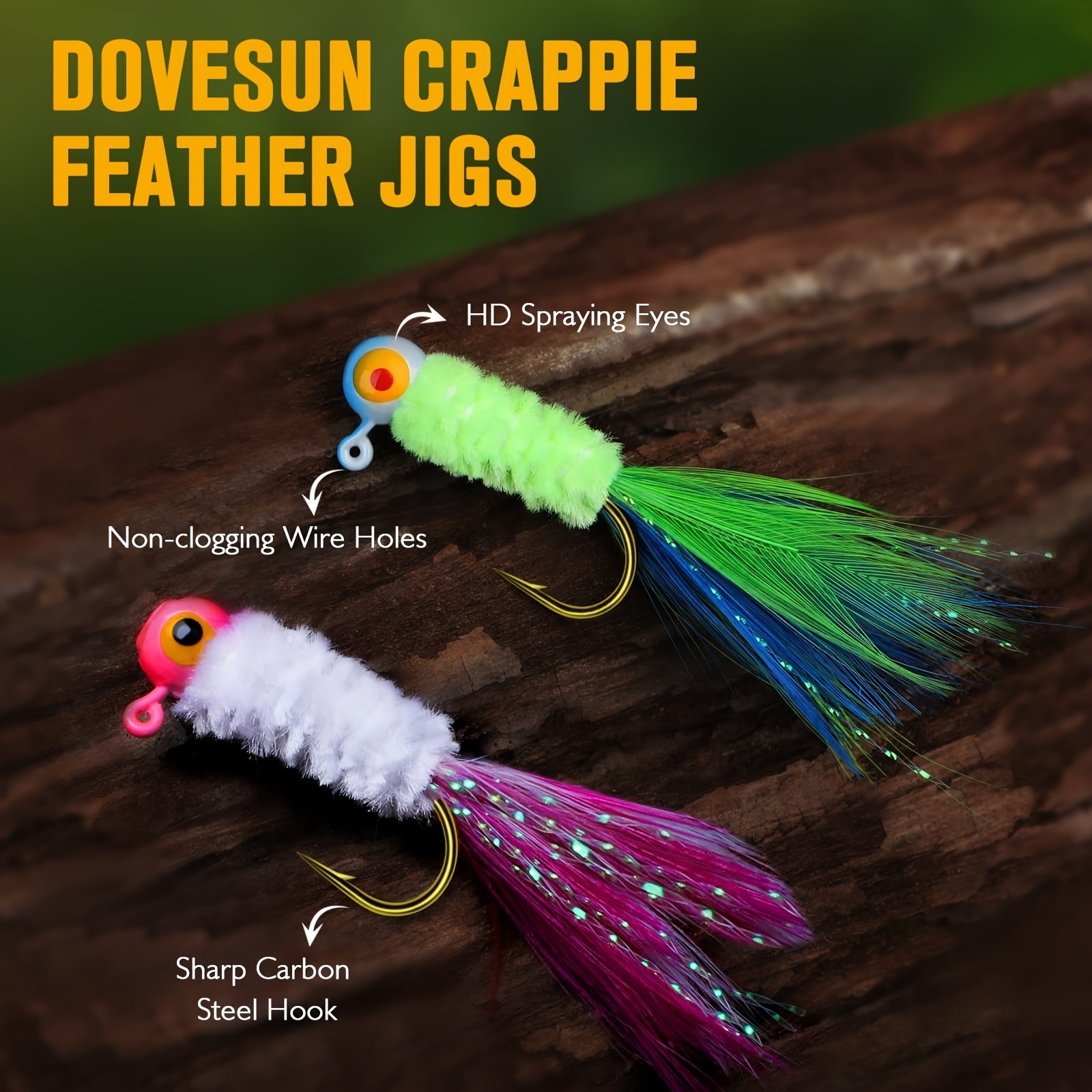 Dovesun Crappie Jigs Jig Heads Fishing Bait Feather Ice Fly - Temu