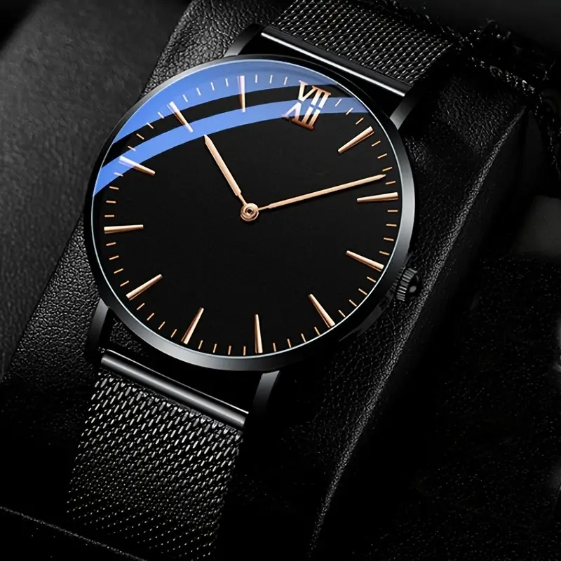 Hot Selling Ultra Thin Mens Watch Simple Two Pin Roman Scale Mens Mesh Band Watch  Blue Light Symphony Glass Atmosphere Mens Watch Ideal Choice For Gifts |  Shop The Latest Trends | Temu
