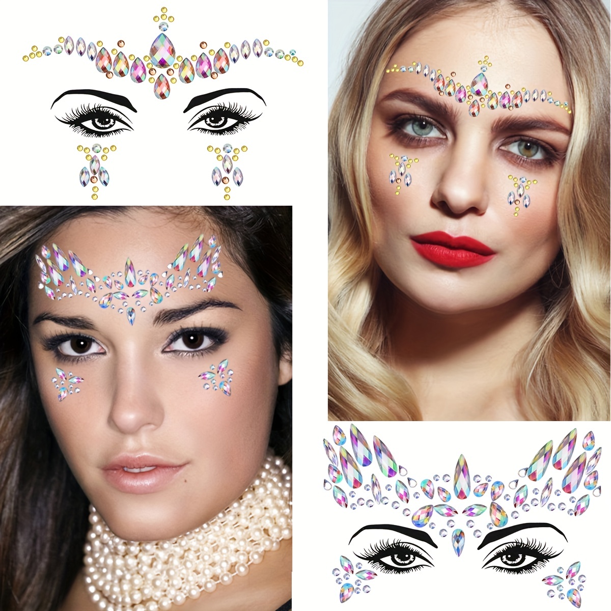 Body Face Gems Stick on Jewels Festival 3D Glitter Crystals