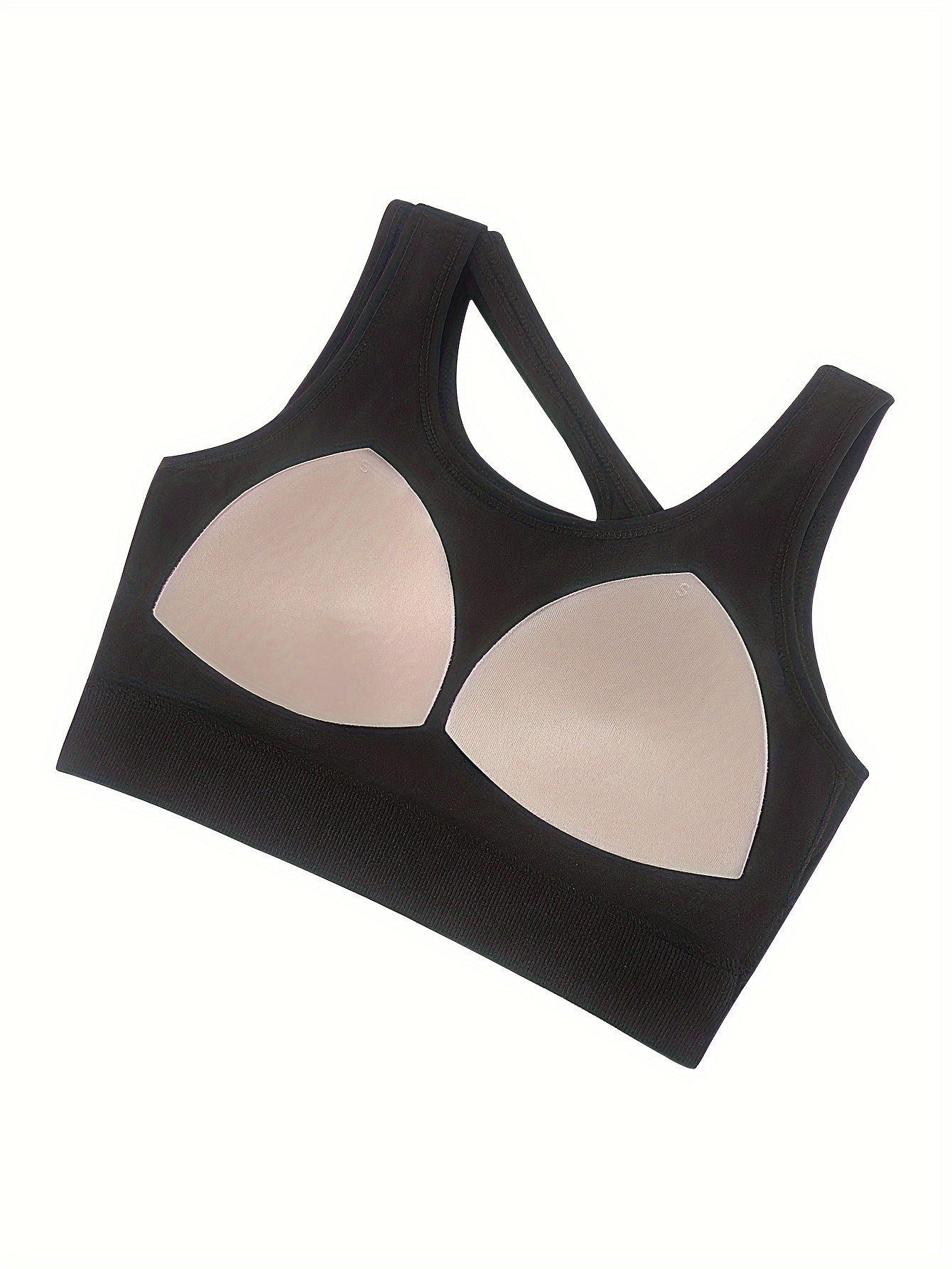 Solid Wireless Sports Bra Comfy Breathable Push Shockproof - Temu