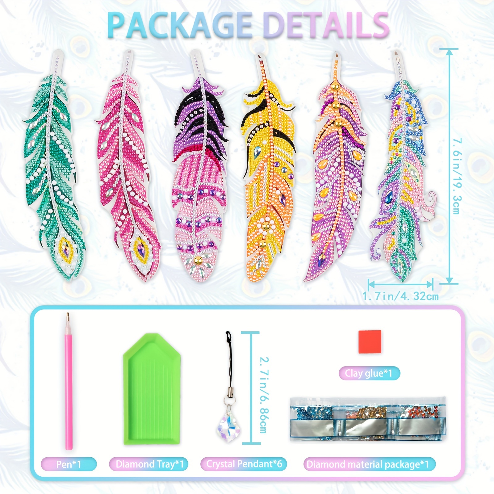 Diy Diamond Painting Feather Bookmarks 5d Diamond Drawing - Temu