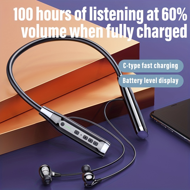 Auriculares inalámbricos Bluetooth con estuche de carga inalámbrica,  reproducción de 32 horas, pantalla LED en el oído, auriculares  impermeables
