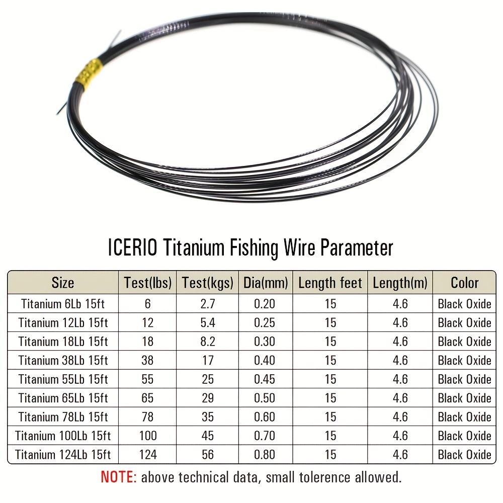 6LB-124LB 15ft/4.6m Kink-Resistant Toughness Nickel Titanium Fishing Leader  Line for Saltwater Pike Tuna Wahoo Fishing