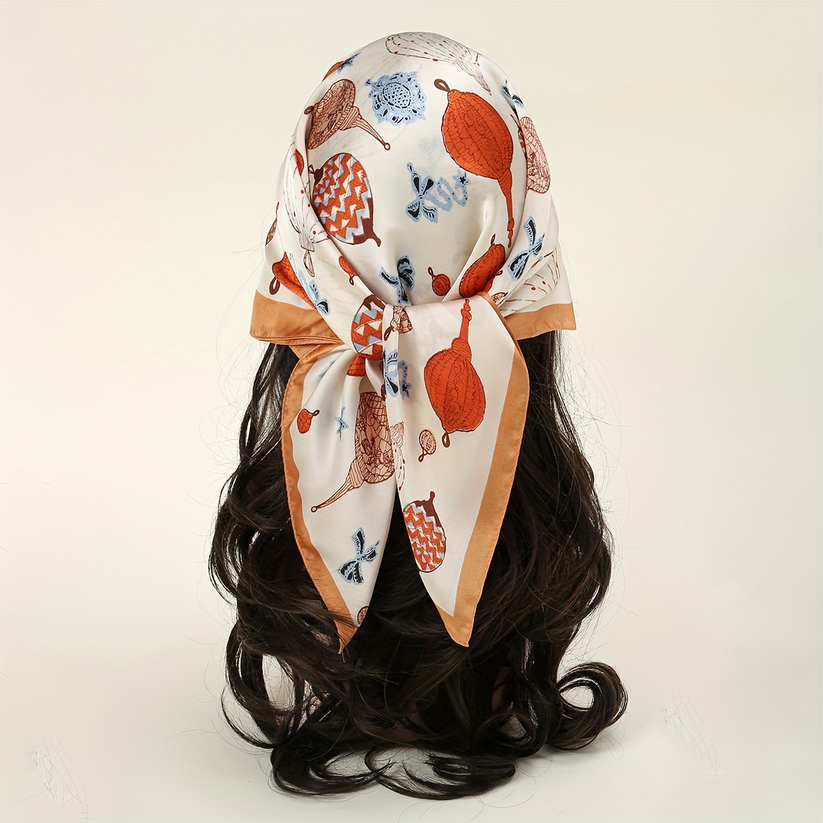 Floral Print Satin Square Scarf Bandana Neckerchief Head Wrap