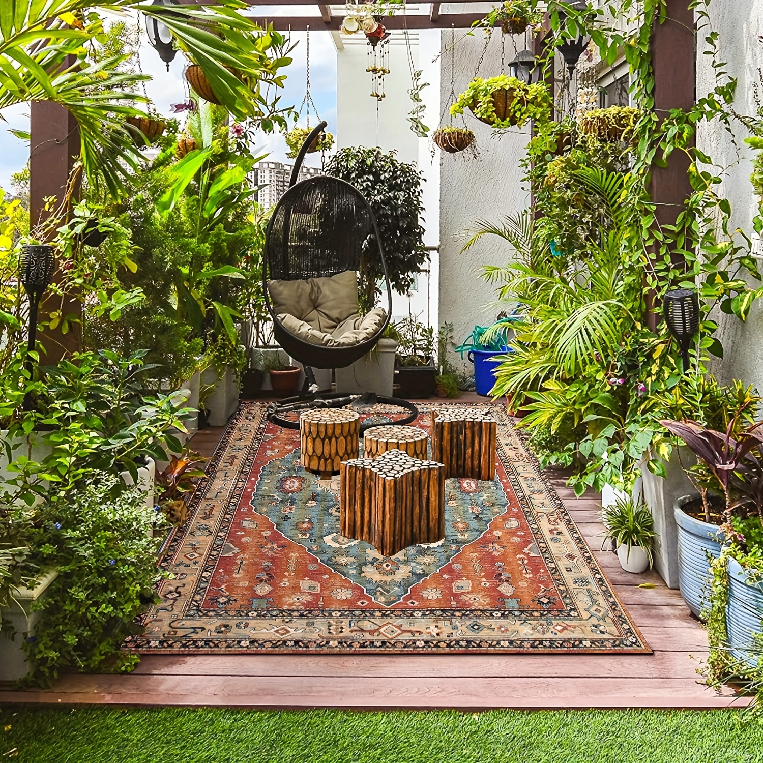Luxury Outdoor Indoor Area Rug Anti slip Vintage Boho - Temu