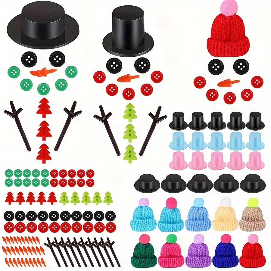 1 Set Snowman Making Kit Cute Black Hat Red Scarf Carrot Nose Dress-up Set  Outdoor Decoration Accessories DIY Christmas Snowman Tool Kit Kids Toy  Gift-Red