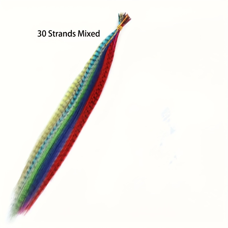 Colorful Strands Synthetic Hair Feathers Extensions Mixed - Temu