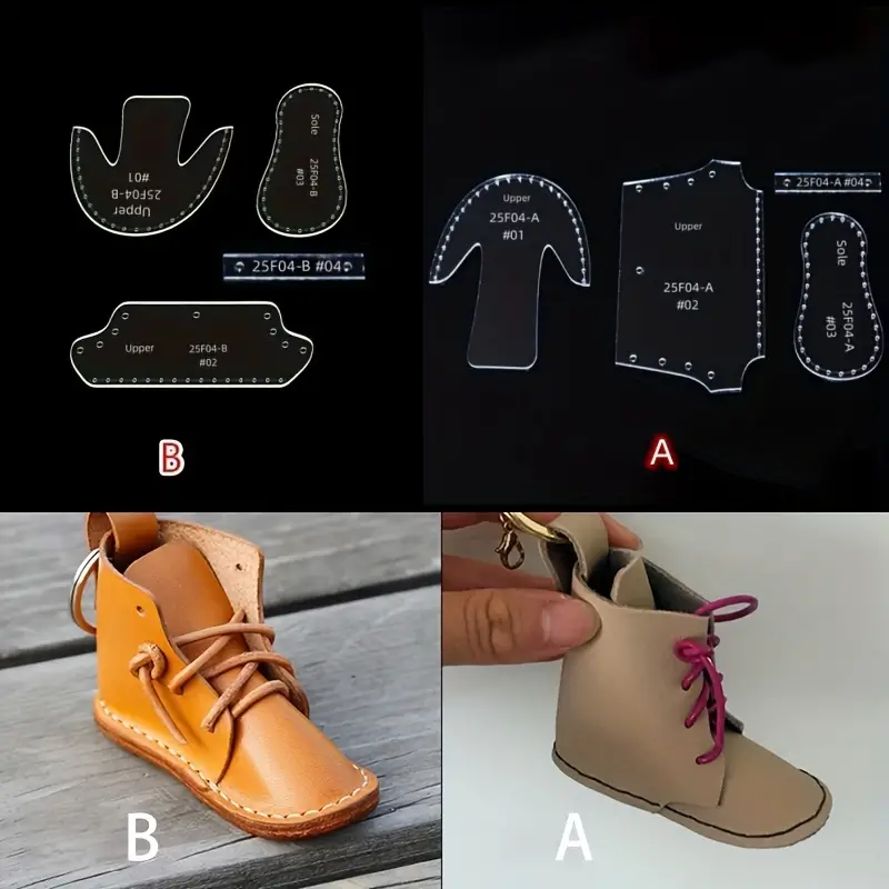A Set Transparent Templates, Shoelace Pendants, Patterns, Leather, Craft  Acrylic Templates DIY Making Tools