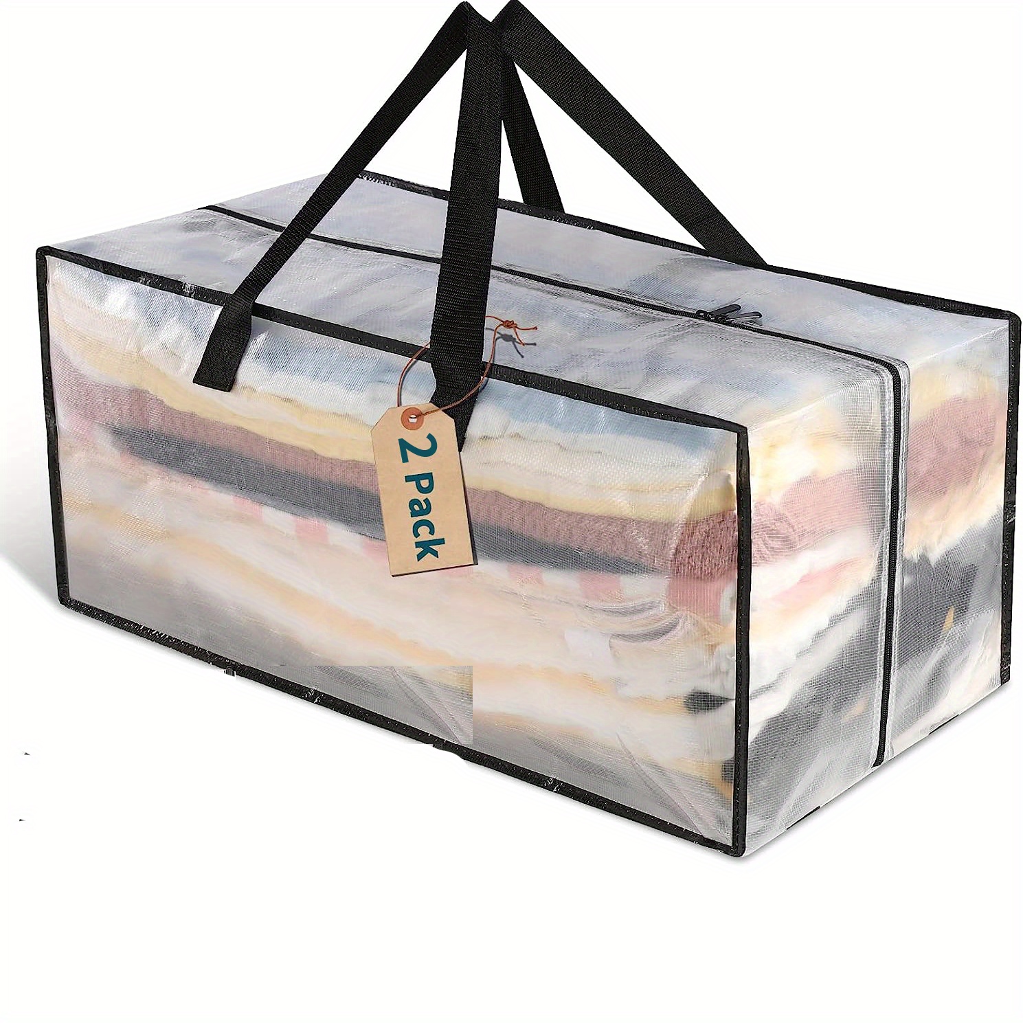 Paquete de 4 bolsas de mudanza extra grandes, bolsas de almacenamiento  resistentes con asa fuerte y cremalleras, bolsa de almacenamiento para  ahorrar