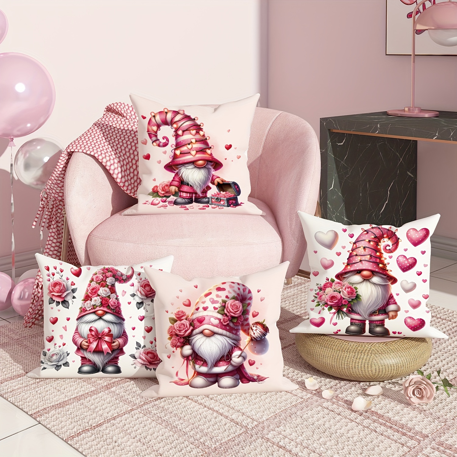 4 Pièces Housse De Coussin Jetable Rouge À Carreaux Pour Couple De Gnomes  Joyeux De La Saint-valentin, Housses De Coussin Jetables Mignonnes De La  Saint-valentin, Housse De Coussin Décorative En Velours 45*45cm/18*18