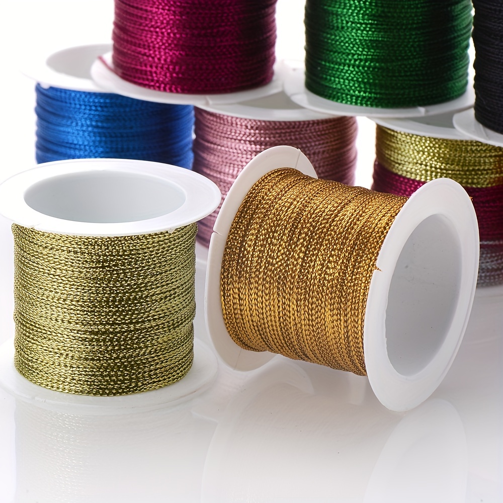 Gold String,Christmas String,100 M/109 Yards 1mm Metallic Cord Tinsel  String Craft Making Cord for Wrapping,Hair Braiding and Craft Making