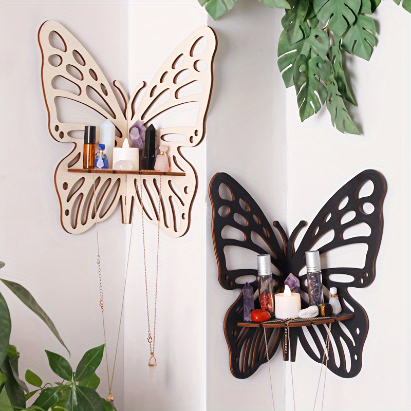 Vintage Crystal Shelf Wood Butterfly Light Crystal Shelf - Temu