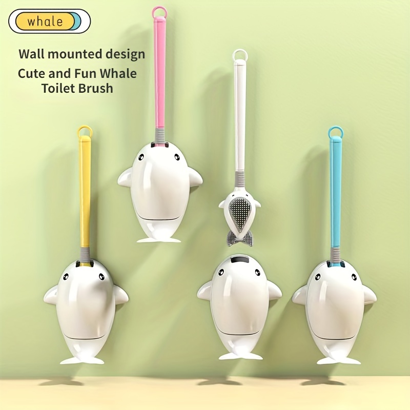 1pc Plastic Toilet Brush, Cute Cartoon Design Toilet Cleaning Brush With  Base For Bathroom