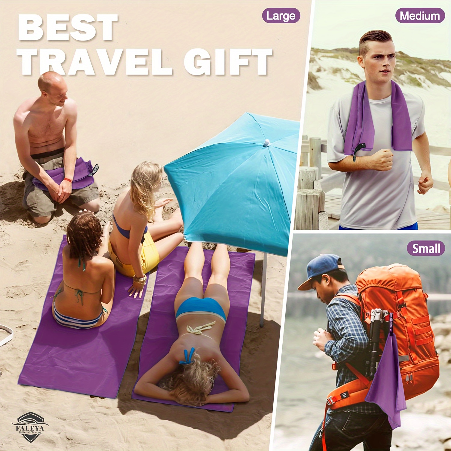 Microfiber Travel Towel for Camping Beach BackpackingHiking