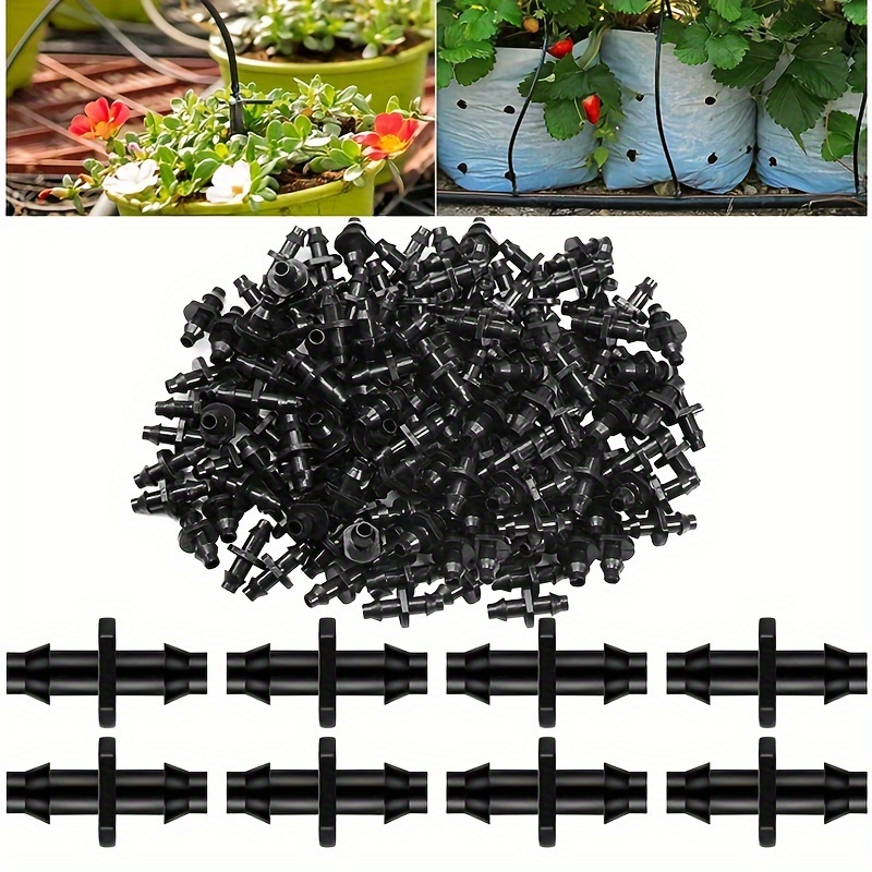 

100pcs Garden Irrigation 1/4" Hose Double Barb Micro Flow Drip System Straight Barbed Connector 4/7mm Tubing Coupling Dripper Fitting