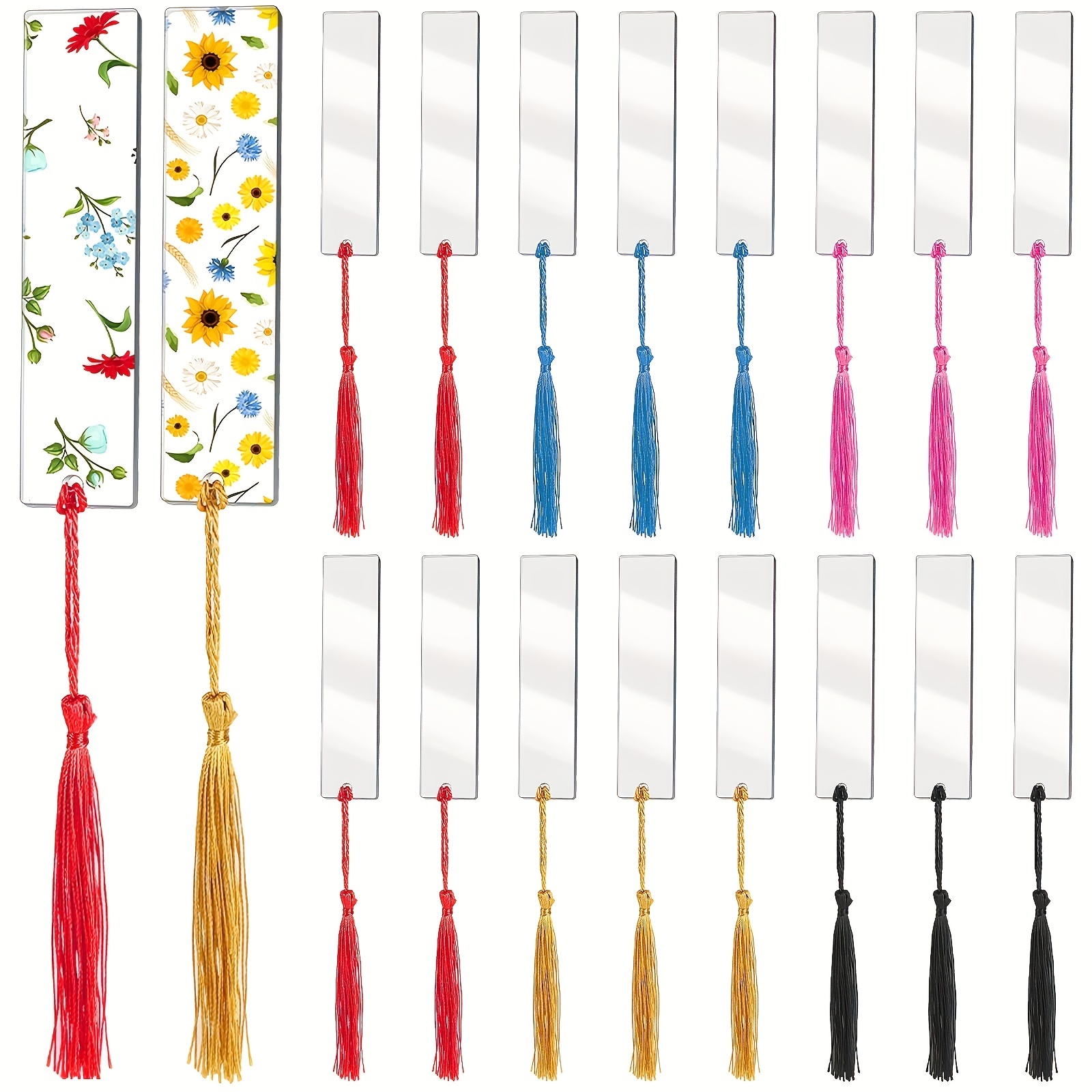 Acrylic Blank Bookmarks With Multicolor Tassel - Temu