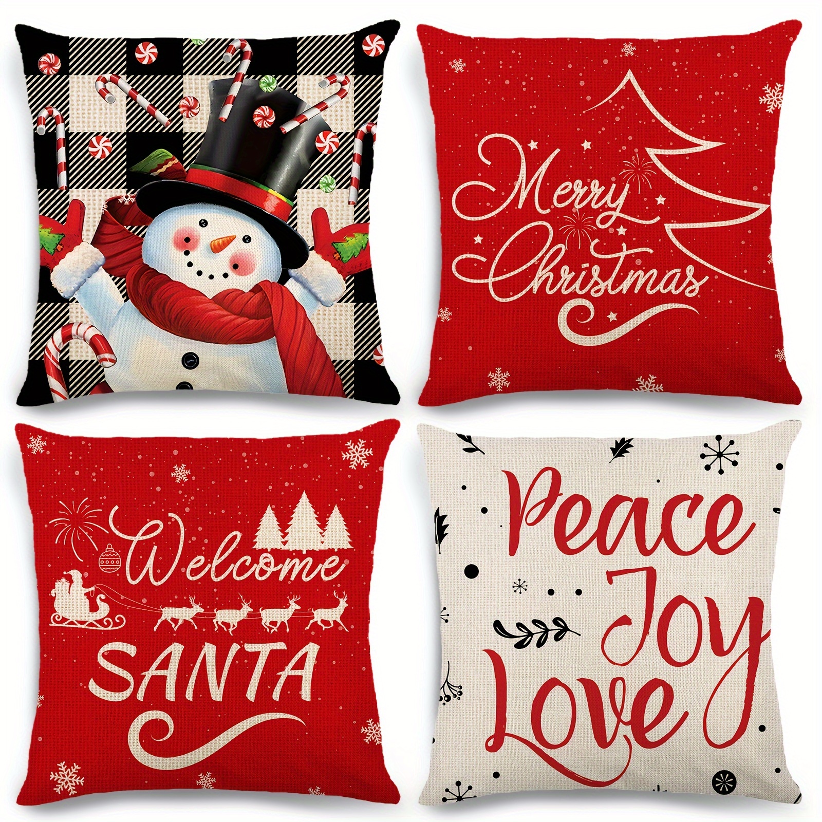 Christmas Pillow Covers Christmas Tree Reindeer Hello Winter - Temu